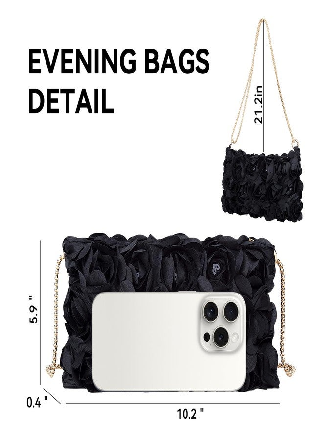 Simcat حقائب سهرة أنيقة للنساء من سيمكات، مصنوعة من الساتان الزهري مع حزام قابل للفصل، حقيبة يد صغيرة لحفلات الزفاف والحفلات وحفلات التخرج (أسود) - Image 4